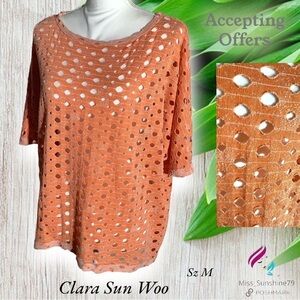Clara Sun Woo - Sz M - distressed hole short sleeve roomy top / cover up